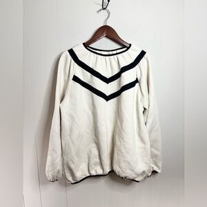 Tia Cibani girls pullover sweatshirt cream white black size 15/16 (L)